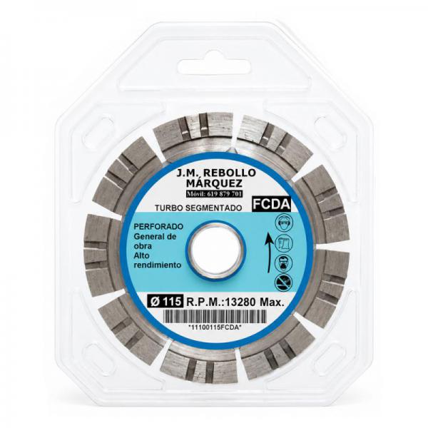 Disco de diamante profesional 115 mm. turbo segmentado