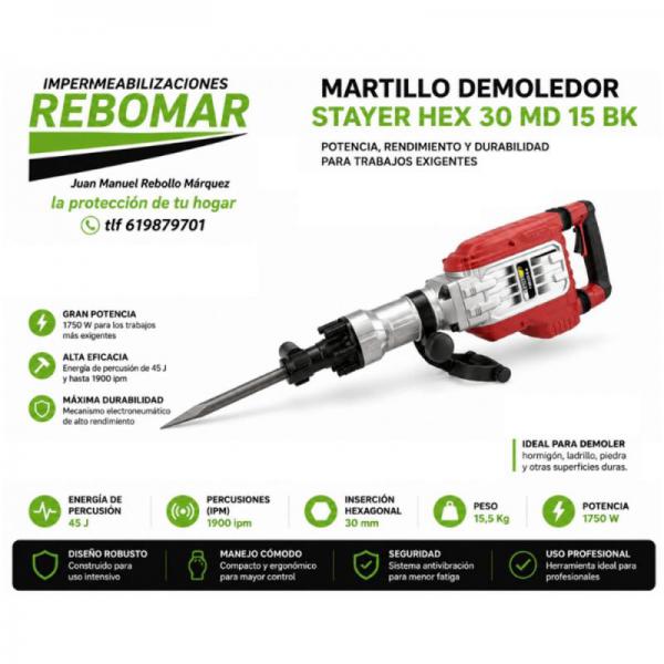 Martillo demoledor Stayer HEX 30 MD 15 BK
